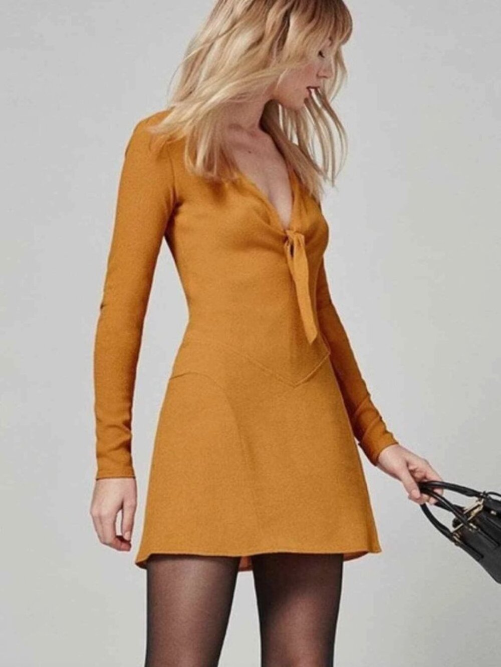 Reformation Yellow 1960s Style Tie Front Gia Dress | Size 4